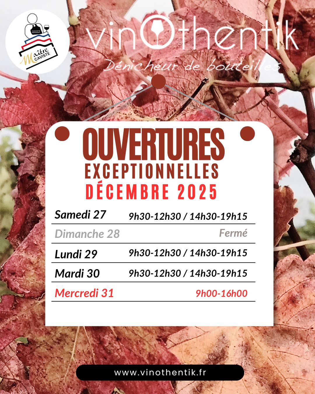 ouverture fin d'année 2025